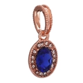 Rose gold jewelry charm featuring an oval blue sapphire center stone and zircon halo - Oval Blue Gemstone Rhinestone Style (6)