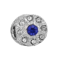 Charme en argent avec pierre centrale bleu foncé et zircons cubiques clairs brillants - Style Bouquet de Fleurs Bleu (#13)