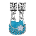 Luxury sky blue enamel handbag charm with star detail and rhinestones for DIY jewelry - Blue Bag Star Pendant (#18)