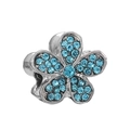 Charm en perle argentée en forme de fleur à cinq pétales avec cristaux bleu clair DIY - Fleur Bleu Clair Argentée (50#)