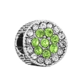 Zilveren bedel met smaragdgroene kristallen en heldere pavé stenen voor DIY-sieraden - Normale Specificatie / Zilver/Groen