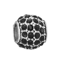 Silver-toned ball charm bead with pavé black faceted crystals for DIY jewelry - Black Pavé Ball (#23)