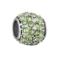 DIY charm bead in silver with green pavé crystals for personalized bracelets - Light Green Pavé Ball (#24)