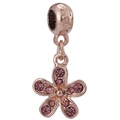 Rose gold flower charm with purple crystals and letter engraving for DIY bracelets - Pink Purple Rhinestone Five-Petal Flower Style (9)