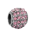 Silver bead charm for DIY bracelets featuring pink cubic zirconia and pavé setting - Pink Crystal Charm (#27)