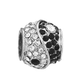 DIY charm bead featuring pavé-set black and white crystals on a silver metal base - Black and White Pavé Bead (#28)