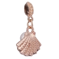 Rose gold shell charm featuring a white pearl and textured surface for charm bracelets - Shell Artificial Pearl Relief Style (10)