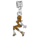 Silver DIY charm pendant featuring an orange rhinestone-encrusted female silhouette profile - Orange Rhinestone Woman Silhouette Pendant (#27)