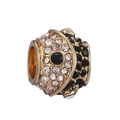 Classic golden barrel charm bead with sparkling black and white pave crystals for DIY jewelry - Gold Black White Rhinestone (#30)
