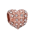 Charm cuore oro rosa con cristalli pavé per bracciali e collane di gioielli fai-da-te - Cuore Pave Oro Rosa con Strass (Granulato) (038)