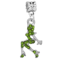 Silver alloy pendant with green rhinestones in a female silhouette design for jewelry - Green Rhinestone Woman Silhouette Pendant (#28)