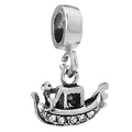 Gondola boat charm in silver finish with white crystals for DIY jewelry bracelets - Gondola Boat Style (21) / 4mm / 21