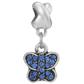 Colgante de mariposa plateado con cristales azules para pulseras de joyería DIY - Colgante de Mariposa con Patrón de Espiral (037) / Especificación Normal