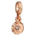 Ciondolo in oro rosa con disco martellato e scintillante zircone bianco - Charm Martellato Oro Rosa