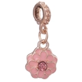 Elegant rose gold flower charm with pink enamel petals and sparkling center crystal - Pink Enamel Multi-Layer Petal Style (14) / Normal Specification / Rose Gold