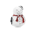 Perle de bonhomme de neige en émail blanc avec écharpe rouge pour bijoux DIY - Style Bonhomme de Neige Coloré (#28)