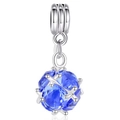 Pendentif en cristal bleu avec monture argentée et gemmes facettées pour bijoux DIY - Style Boule Serti Griffes Bleu (#29)
