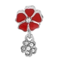 Classic red enamel daisy flower pendant with white zircon center for DIY jewelry - Red Double Layer Flower (#35)