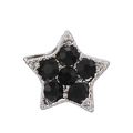 Star shaped silver charm bead with six faceted black crystals for DIY bracelets - Black Zircon Pave Star (019)