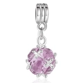 Perle de cristal rose facettée avec monture en argent griffée pour bijoux DIY - Style Boule Facettée Rose Violet (#34)