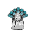 Charm plume de paon en argent avec cristaux bleus pour bracelets personnalisables - Style Éventail Bleu Paon (#36)