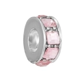 Silberne Charm-Perle mit rosa Kristallen für DIY-Armbänder, gezeigt in Seitenansicht - Normale Spezifikation / Rosa(3)