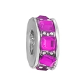 Versilberte Charms-Perle mit rechteckigen rosa Kristallen für DIY-Armbänder - Normale Spezifikation / Rosenrot (4)