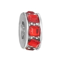 Charm in argento con tre cristalli quadrati rossi per braccialetti fai-da-te - taglia standard / Rosso (5)