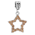 Star-shaped镂空 charm with amber crystals on a silver-colored vintage decorative bail - Champagne Five-pointed Star (030)