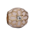 Pink flower charm bead with gold finish and sparkling crystal for DIY bracelets - Gold Outline Pink Flower (#45)