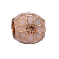 Pink enamel flower charm bead with rose gold finish and brown crystal center - Rose Gold Pink Petal Bead (#46)