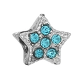 Silver star charm with blue crystals for DIY jewelry bracelets and bead accessories - Sky Blue Zircon Pave Star (016)