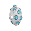 Silver cylinder charm bead with light blue crystals for DIY jewelry bracelets - Silver Granular Sky Blue Rhinestone (#49)