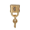 Golden heart lock and key pendant with clear zircon stones and LOVE engraving - Gold LOVE Lock and Key Charm (028)