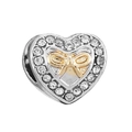 Charme de cœur en argent avec nœud doré et zircons blancs pour bracelets de bijoux DIY - Style Cœur Noeud Zirconia Blanc (#45)