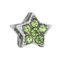 Silver star charm bead with micro-pave green crystals for DIY jewelry bracelets - Green Zircon Pave Star (015)