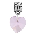 Vintage silver butterfly charm with a light pink heart-shaped crystal pendant - Light Pink Heart Crystal Pendant / Normal Specification / 9