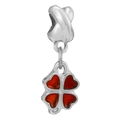 Silver four-leaf clover charm with red enamel heart petals for DIY bracelets - Normal Specification / Red Clover Style (006)