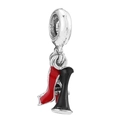 Red and black enamel high heel shoe charm for DIY bracelets in stainless steel finish - Red and Black High Heel Pendant (17)