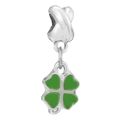 Silver four-leaf clover charm with green enamel coating for DIY charm bracelets - Normal Specification / Green Clover Style (001)
