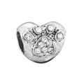 Silver heart charm with crystal-paved paw print for European style bead bracelets - Normal Specification / Clear White Rhinestone (002)