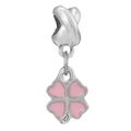 Pink heart clover charm with silver bail for DIY bracelet, stylish floral jewelry design - Normal Specification / Pink Heart Clover Style (002)