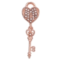 Sparkling rose gold heart lock and key charm with clear rhinestones for DIY bracelets - Normal Specification / Rose Gold Heart Lock and Key (038)