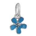 Silver flower charm with sky blue enamel petals for DIY charm bracelets - Sky Blue Five-Petal Flower Style (013)