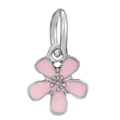 Pink enamel cherry blossom pendant charm in silver-tone metal for DIY jewelry making - Pink Five-Petal Flower Style (018)