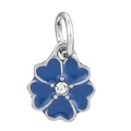 Exquisite dark blue enamel flower charm with central white zircon and silver bail - Dark Blue Rhinestone Five-Petal Flower Style (023)
