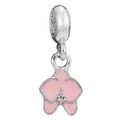 Pink enamel orchid flower charm in silver finish with center crystal for DIY jewelry - Pink Orchid Style (031)