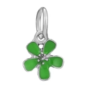 Silver flower charm pendant with green enamel petals for bracelets or necklaces - Green Five-Petal Flower Style (012)