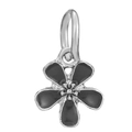 Silver-toned 5-petal cherry blossom charm with black enamel for DIY jewelry making - Black Five-Petal Flower Style (015)