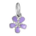 Silver flower charm with purple enamel petals and central stamen detail for bracelets - Normal Specification / Purple Five-Petal Flower Style (010)